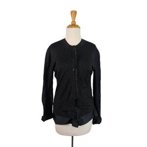 Lida Baday M Black Cardigan Jacket Top Sparkly Career Elegant Unfinished Edges